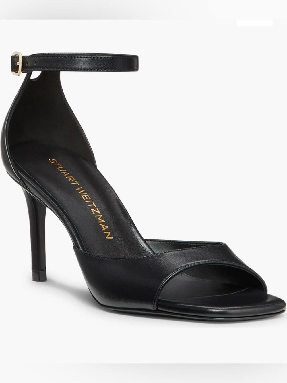 Stuart Weitzman Black Nudistia Leather Ankle-Strap sandals Sz 8